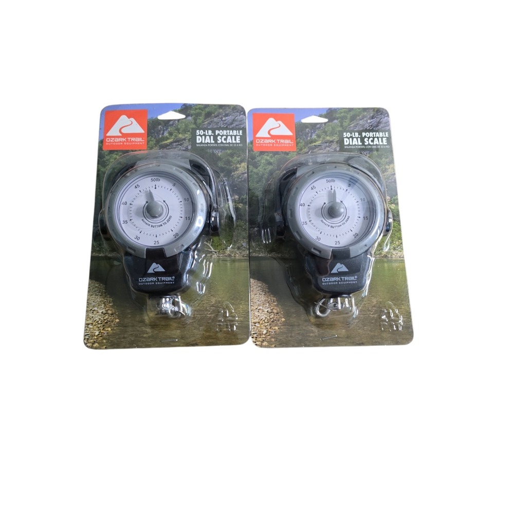 2 pack Ozark Trail Outdoor 50 lb Portable Dial Fish Scale with 60\" Tape Measure